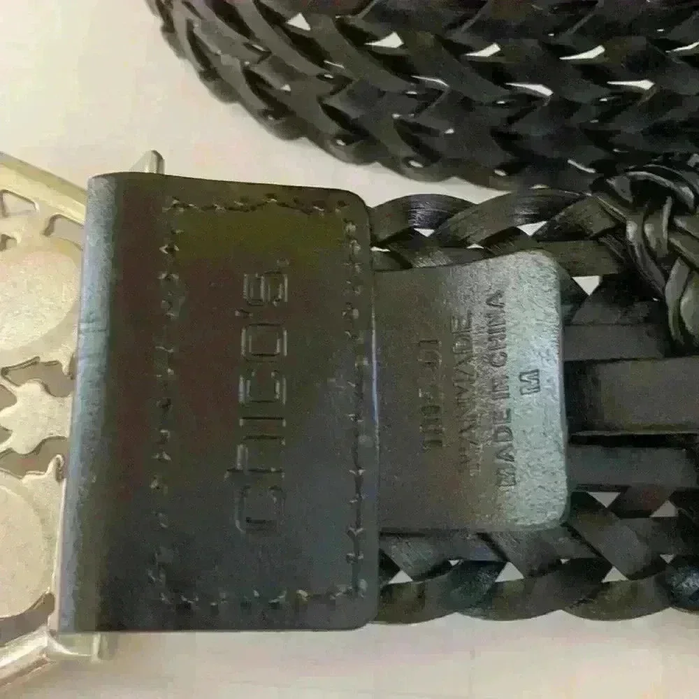 Chico’s wide weave belt,  silver and stone buckle